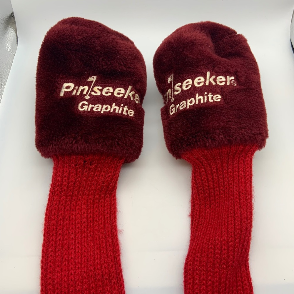 Vintage Pinseeker Graphite Golf Knit Club Cover Sleeves Headcovers 1 & 4/5